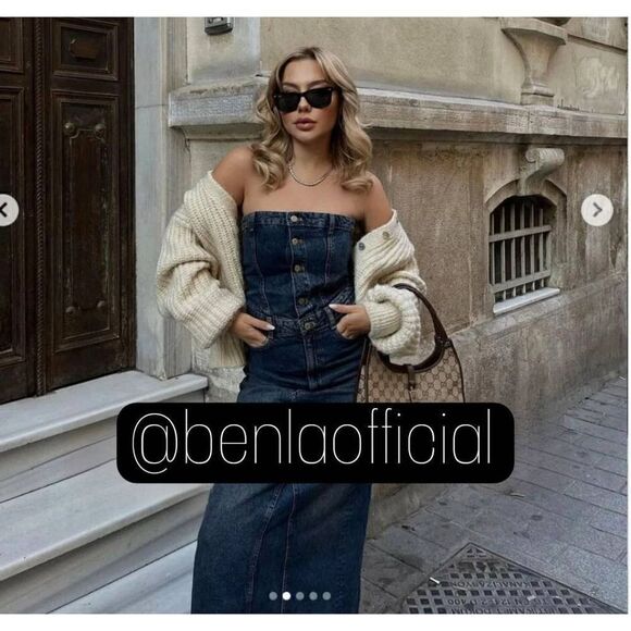 Zara RARE TRF DENIM DRESS NAVY BLUE - Picture 3 of 13